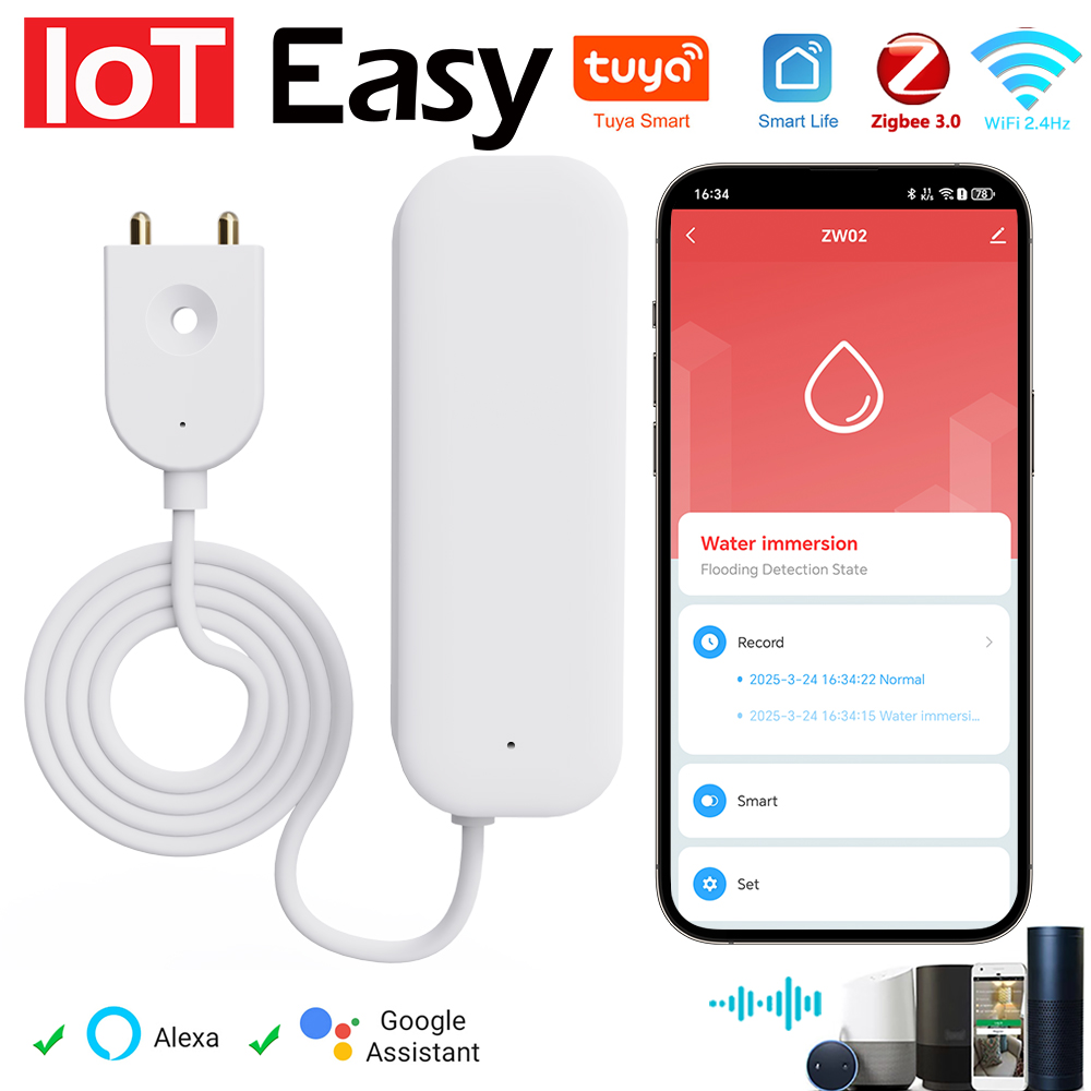 Tuya WiFi ZigBee Sensore acqua - Home Security Home Assistant recensione e prezzo